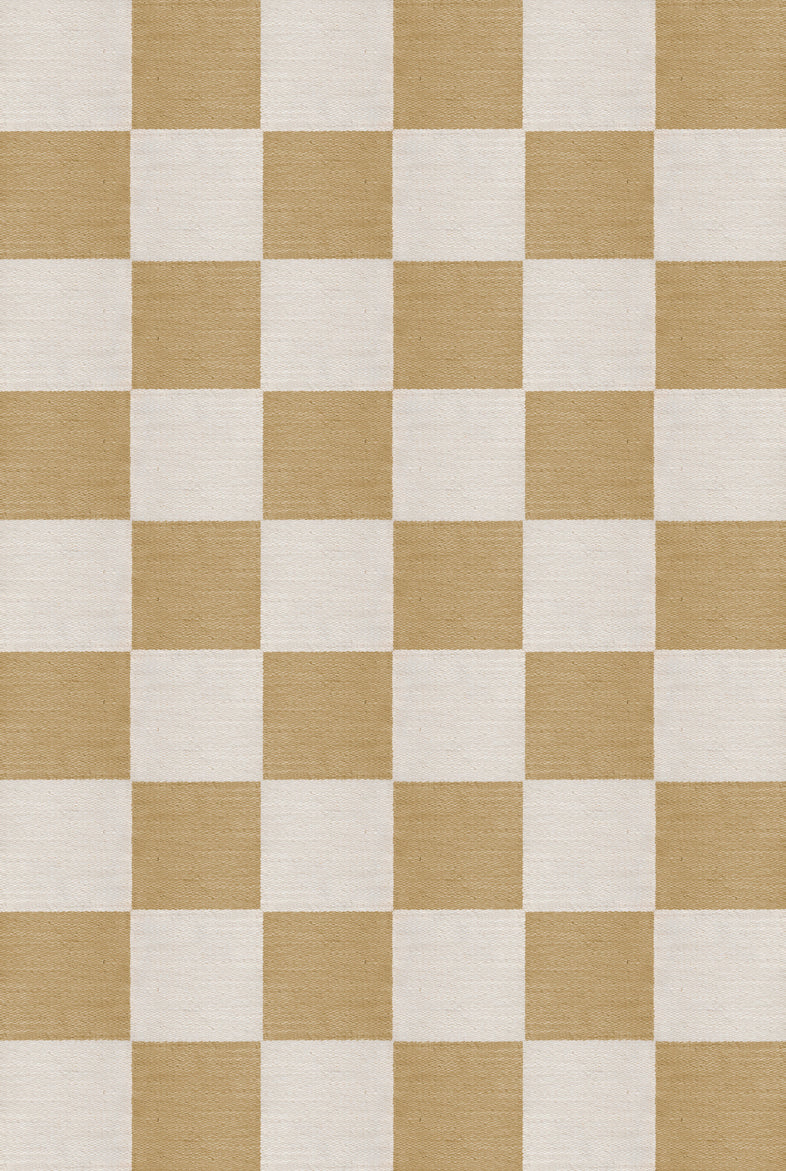 Vloerkleed Layered Chess Wool Rug Harvest Yellow Vloerkledenwinkel