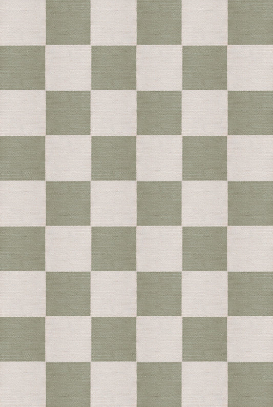 Vloerkleed Layered Chess Wool Rug Sage Vloerkledenwinkel