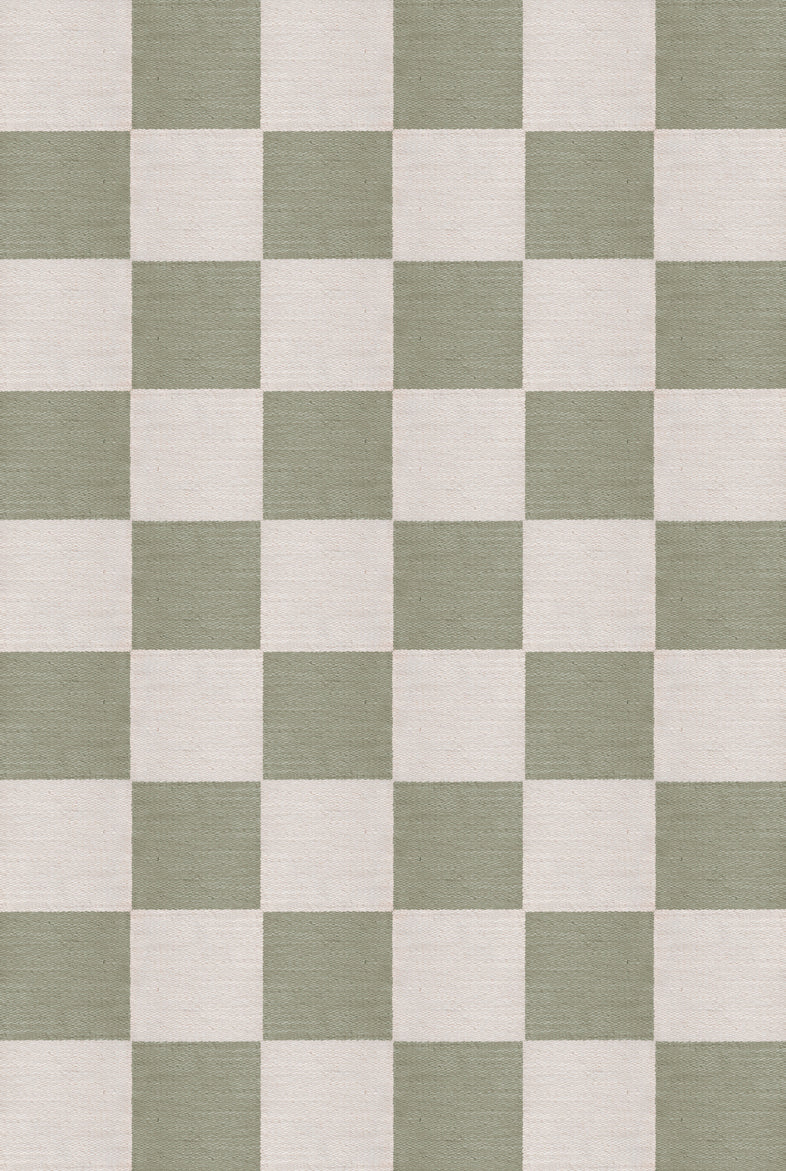 Vloerkleed Layered Chess Wool Rug Sage