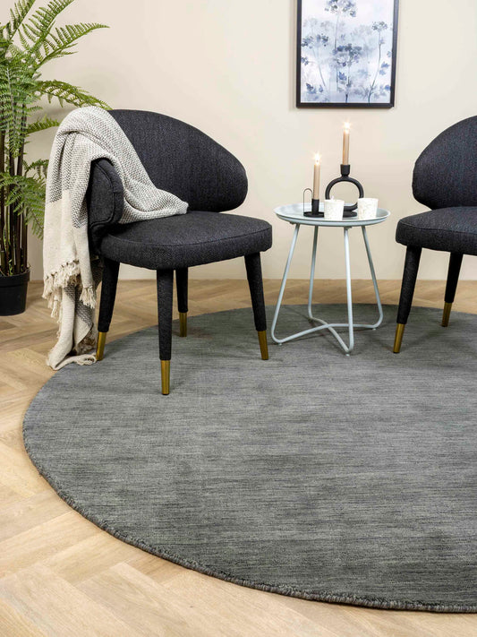 Vloerkleed MOMO Rugs Panorama Uni Rond Dark Grey Vloerkledenwinkel