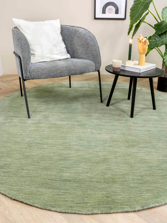 Vloerkleed MOMO Rugs Panorama Uni Rond Green Vloerkledenwinkel