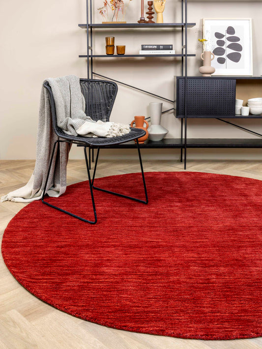 Vloerkleed MOMO Rugs Panorama Uni Rond Red Vloerkledenwinkel