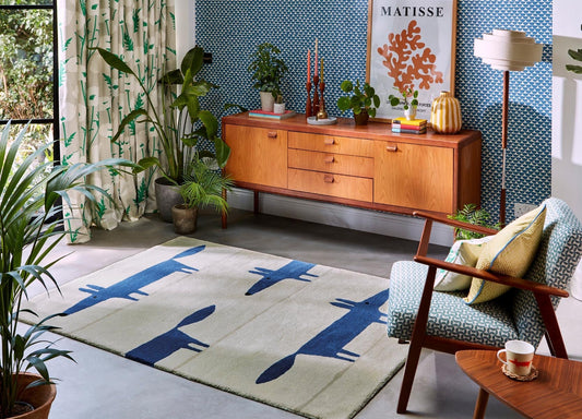Vloerkleed Scion Mr Fox Pebble Denim 025328 Vloerkledenwinkel