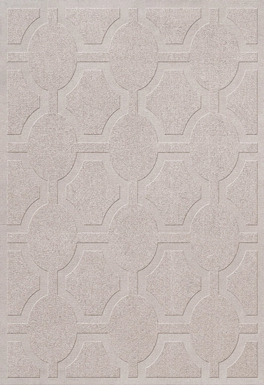 Vloerkleed Layered Ovals Wool Rug Oatmeal