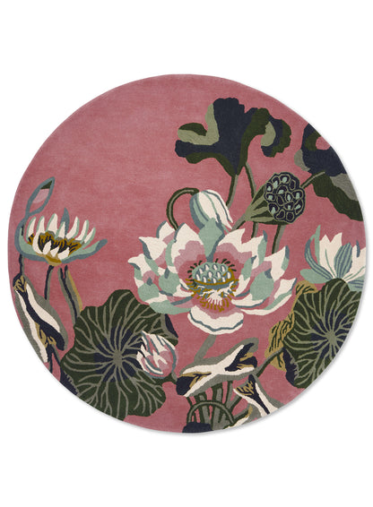 Vloerkleed Wedgewood Waterlily dusty rose Rond 038602