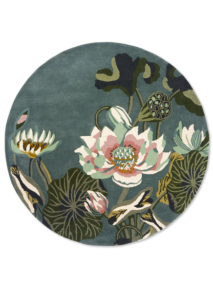 Vloerkleed Wedgwood Waterlily midnight pond rond 038608