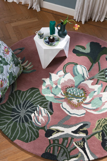 Vloerkleed Wedgewood Waterlily dusty rose Rond 038602