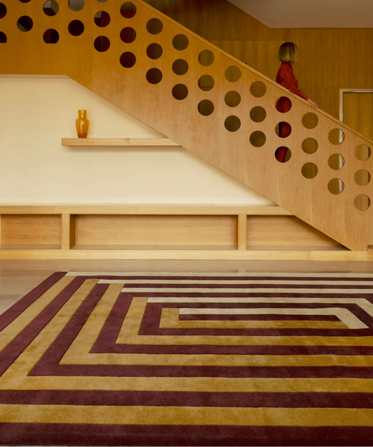 Vloerkleed Layered | Teklan Labyrinth Mulberry Sand