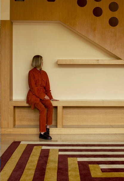 Vloerkleed Layered | Teklan Labyrinth Mulberry Sand