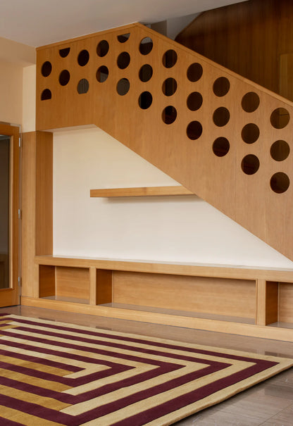 Vloerkleed Layered | Teklan Labyrinth Mulberry Sand