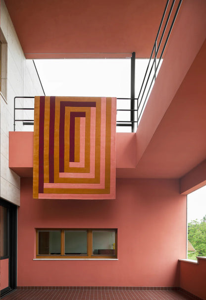 Vloerkleed Layered | Teklan Labyrinth Coral Pink