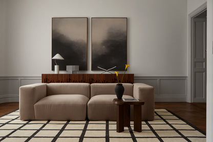 Vloerkleed Layered Avenue Checked Bone White Wool Rug