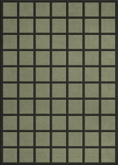 Vloerkleed Layered Avenue Checked Olive Wool Rug