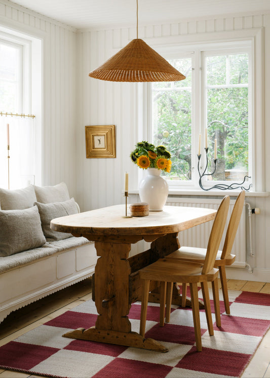 Vloerkleed Layered Chess Wool Rug Burgundy