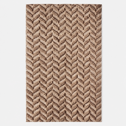 Dusty Deco Herringbone Brown vloerkleed, volledig beeld