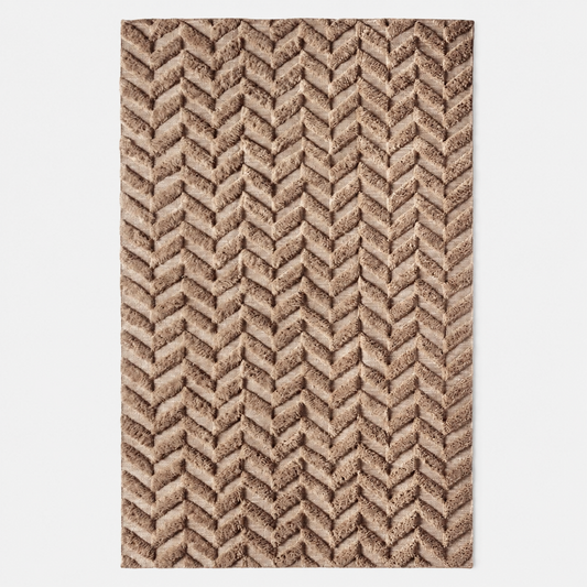 Dusty Deco Herringbone Brown vloerkleed, volledig beeld