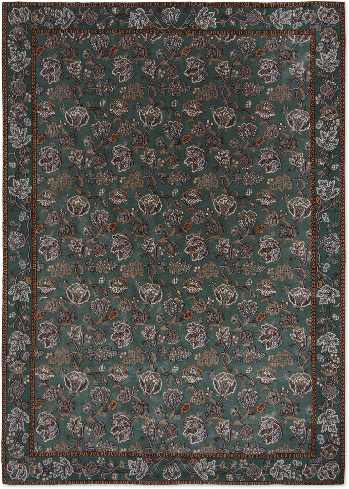 Vloerkleed Morris & Co Theodosia Bottle Green 131207 – bovenaanzicht