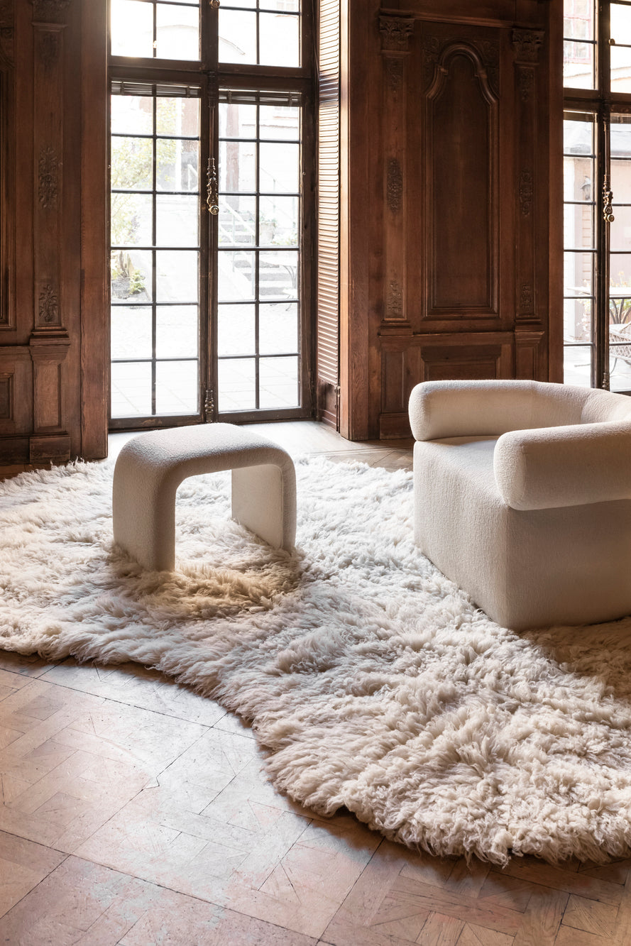 Vloerkleed Layered Residue Shaggy Wool Rug Bone White