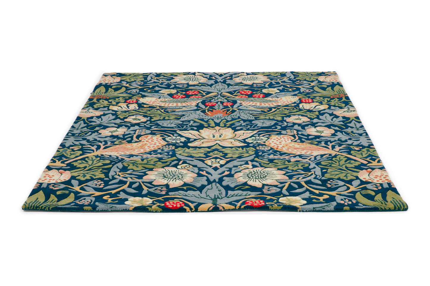 Laagpolig vloerkleed Morris & Co Strawberry Thief Indigo 027708