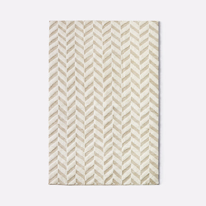 Dusty Deco Herringbone White, volledig vloerkleed
