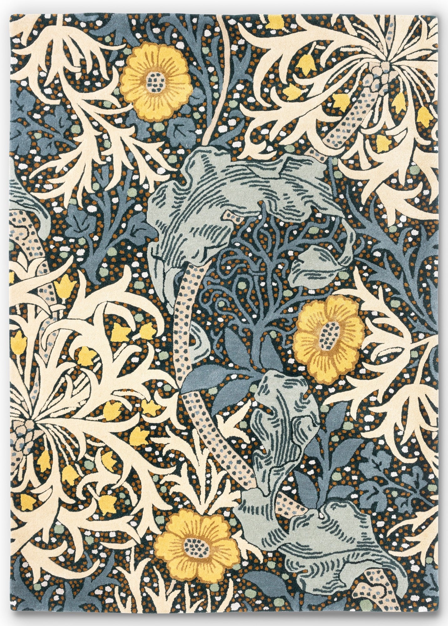 Laagpolig vloerkleed Morris & Co Seaweed Teal 127008