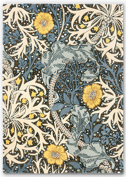 Laagpolig vloerkleed Morris & Co Seaweed Teal 127008